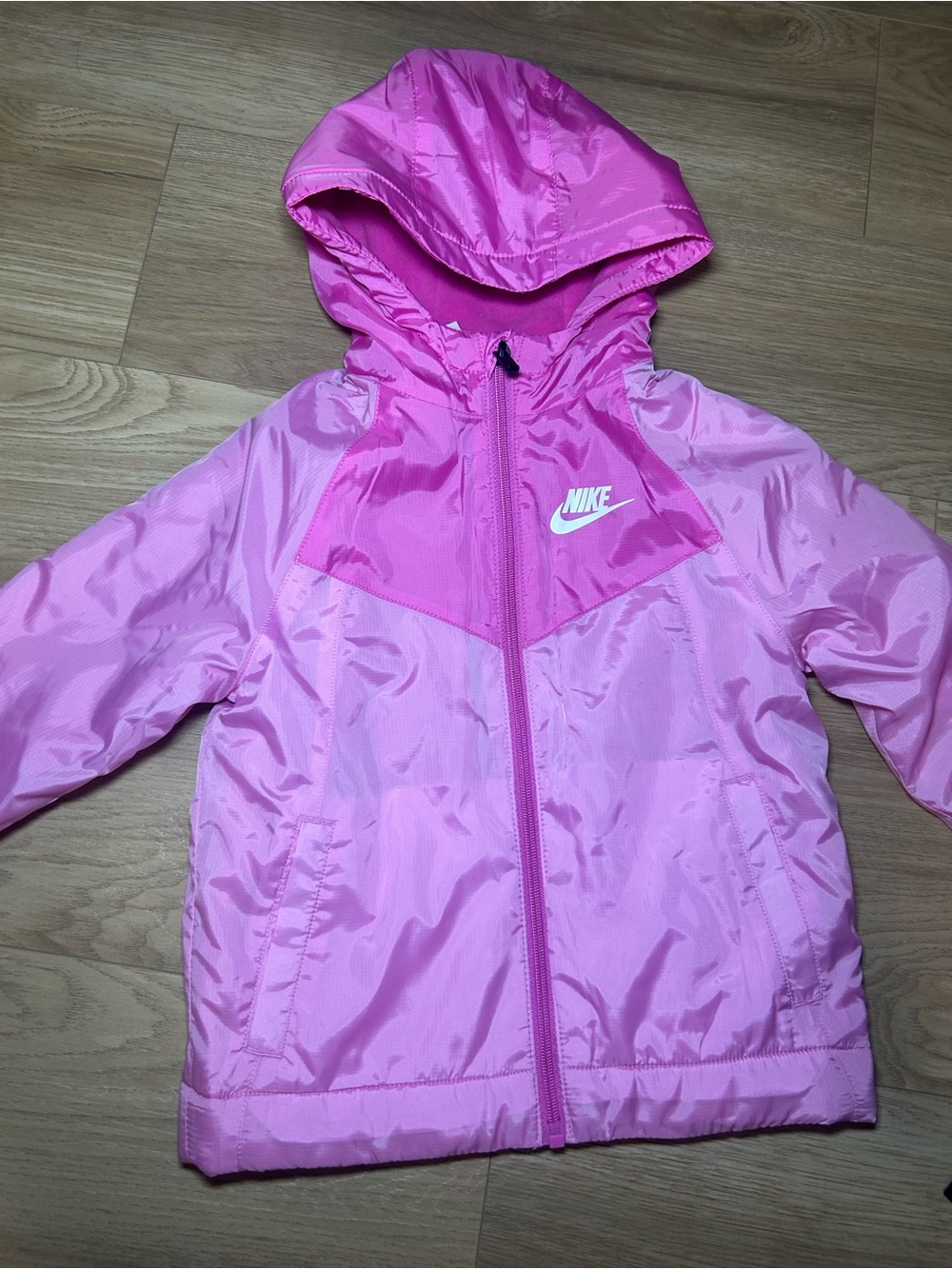 Nike Pink Hooded Girls' Windbreaker Jacket - Picture 2 of 6